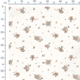 Tissu - Fleurs beige et roses légères