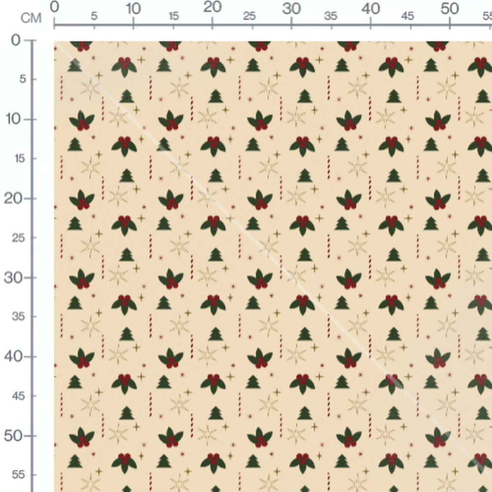 Tissu - Motifs de Noël sur fond beige