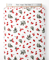 Tissu - Baies rouges sur fond blanc 2