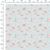 Tissu - Fleurs roses et brunes bleu