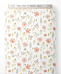 Tissu - Fleurs roses et blanches douces 2