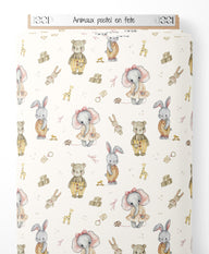 Tissu - Animaux pastel en fête