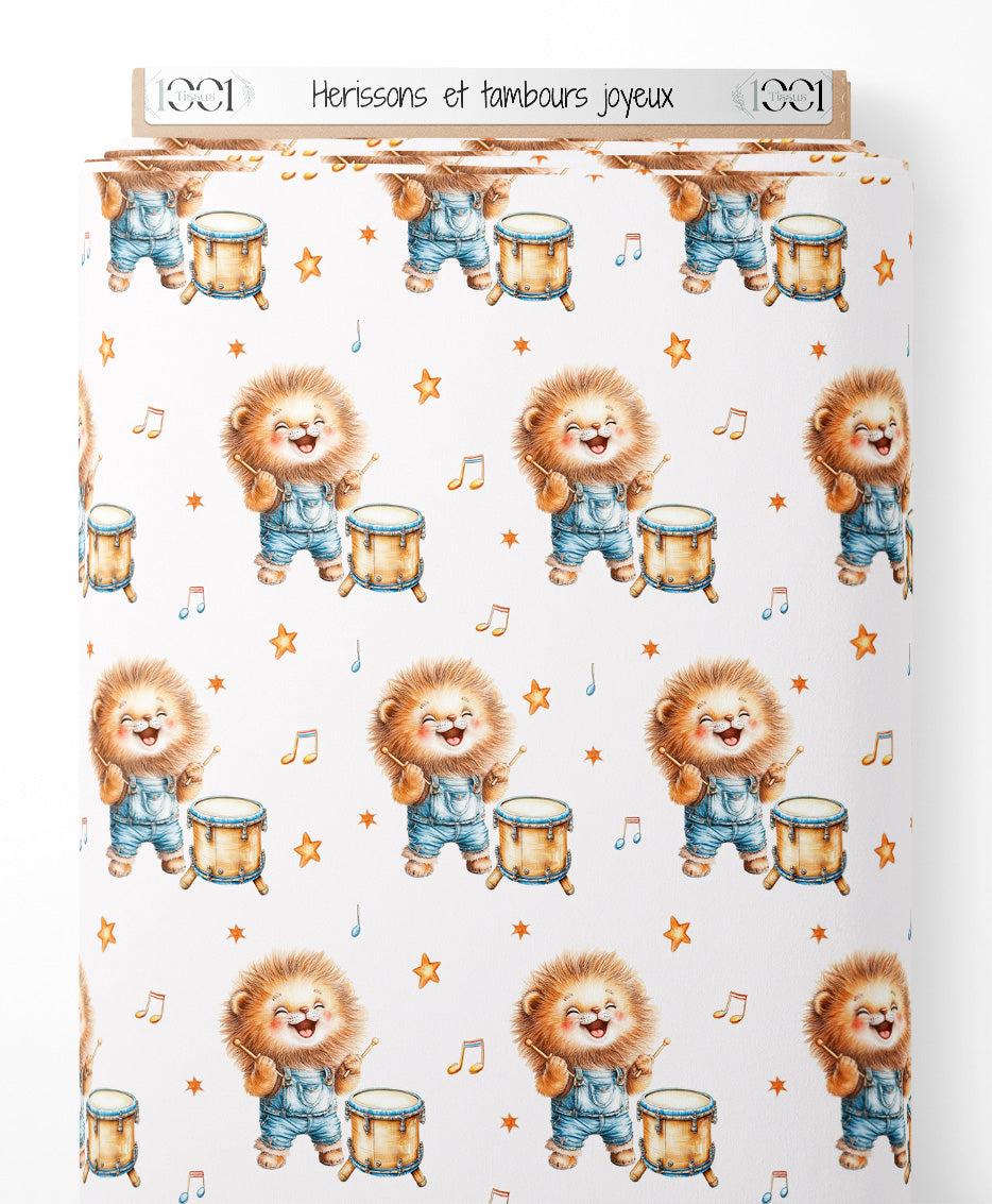 Tissu - Hérissons et tambours joyeux