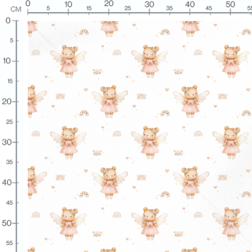 Tissu - Oursons ailés et arcs-en-ciel