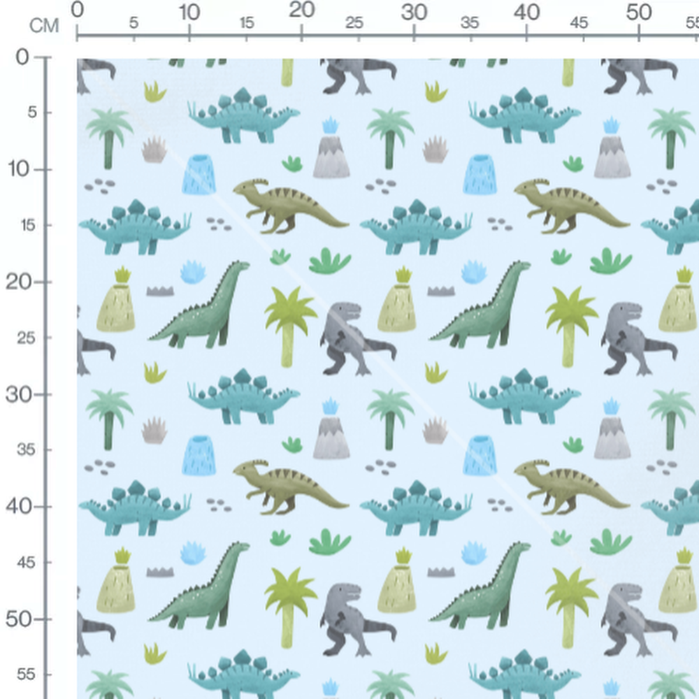 Tissu - Dinosaures et volcans gris