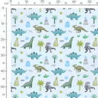 Tissu - Dinosaures et volcans gris