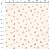 Tissu - Porcelets roses et cœurs crème