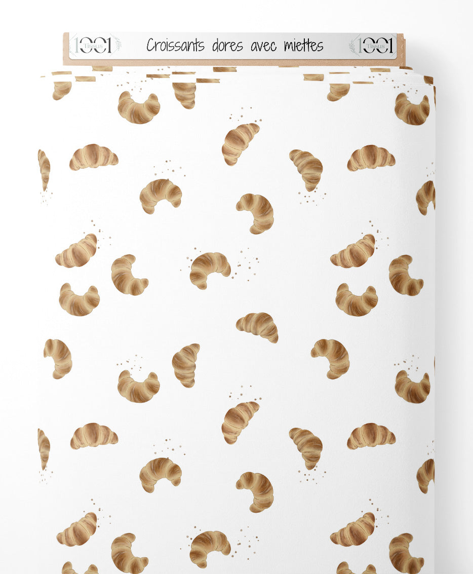 Tissu - Croissants dorés avec miettes