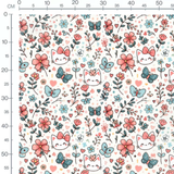 Tissu - kawaii papillons chats