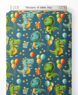 Tissu - Dinosaures et ballons bleus
