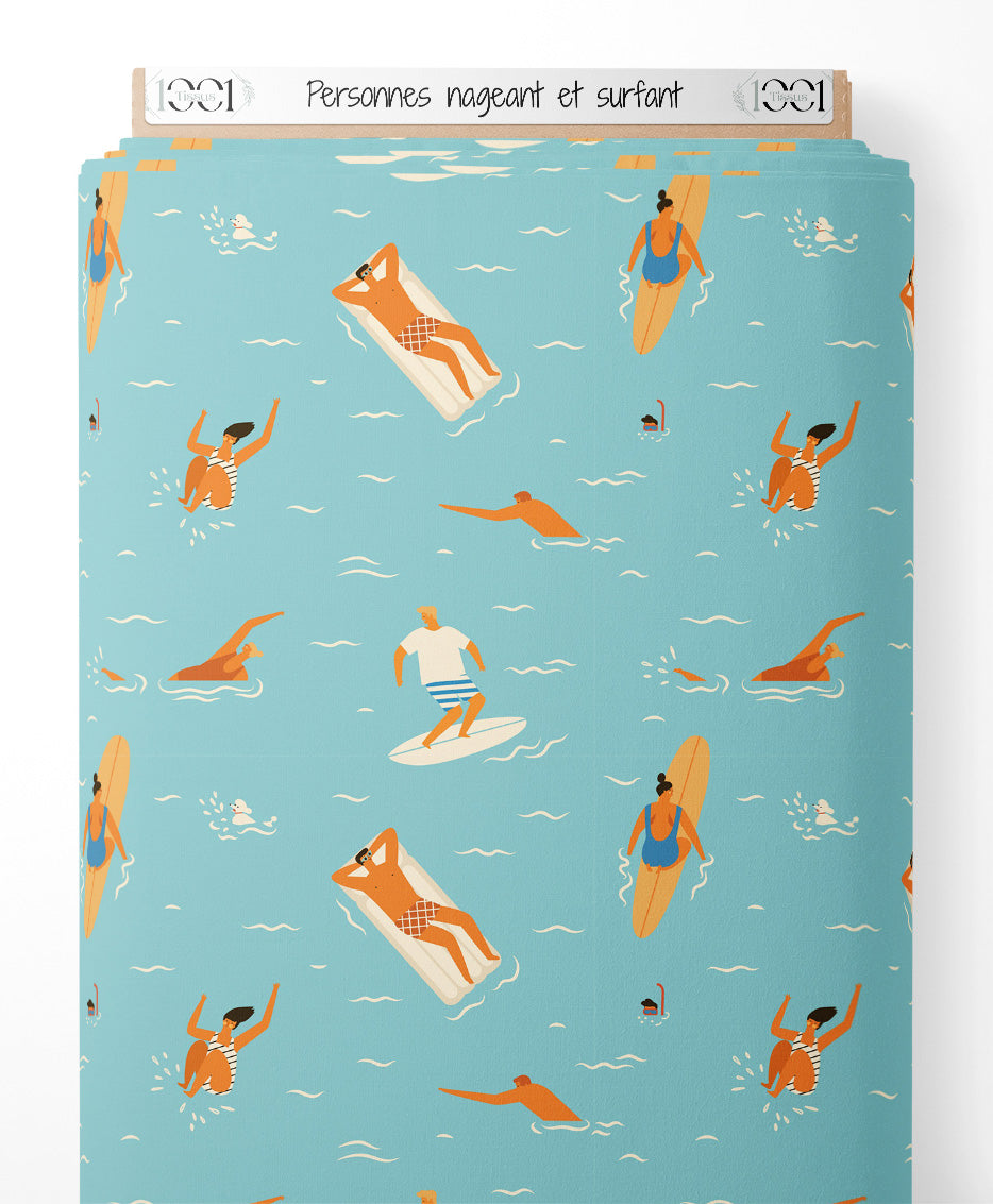 Tissu - Personnes nageant et surfant
