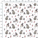 Tissu - Blaireaux et baies rouges blanc