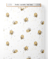 Tissu - Abeilles souriantes sur fond blanc