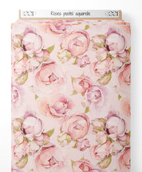 Tissu - Roses pastel aquarelle
