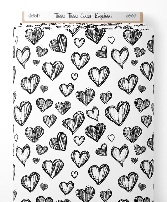 Tissu - Tissu Coeur Esquisse