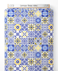 Tissu - Carreaux floraux riches