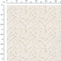 Tissu - Feuillages verts sur beige