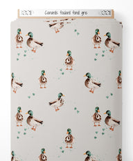 Tissu - Canards foulard sur fond gris