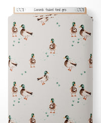 Tissu - Canards foulard sur fond gris