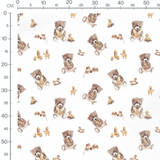 Tissu - Oursons et jouets sur blanc 2