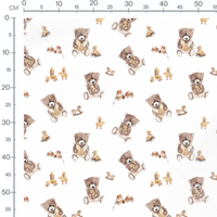 Tissu - Oursons et jouets sur blanc 2