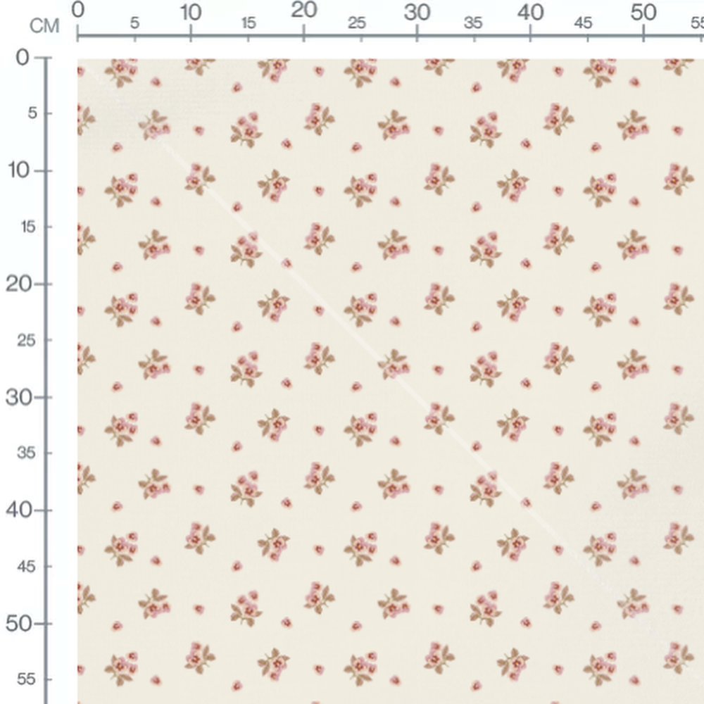 Tissu - Fleurs roses et feuilles marron 2