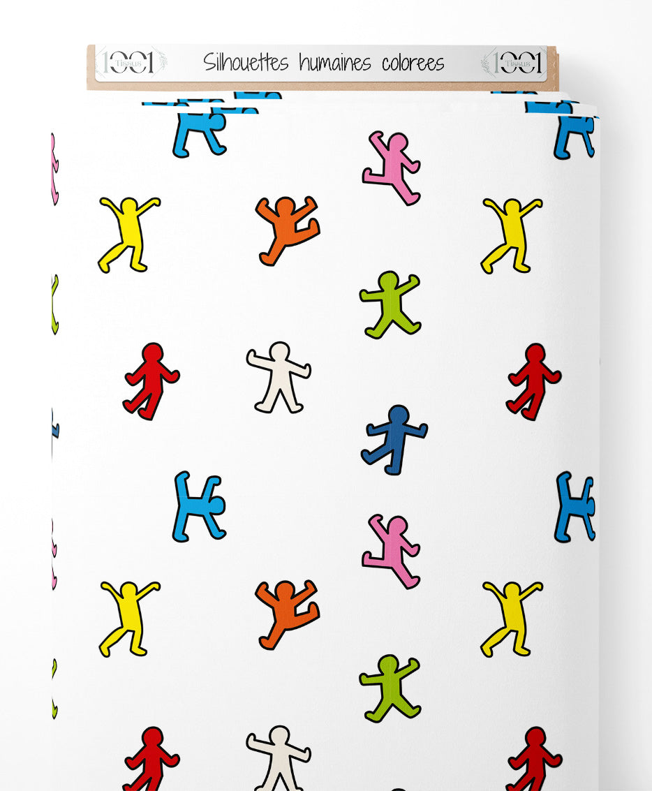 Tissu - Silhouettes humaines colorées