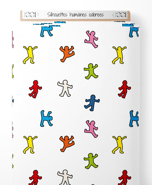 Tissu - Silhouettes humaines colorées