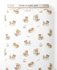 Tissu - Renards en pyjama pastel