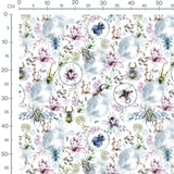 Tissu - Insectes et fleurs pastel