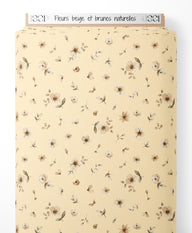 Tissu - Fleurs beige et brunes naturelles