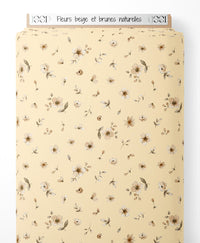 Tissu - Fleurs beige et brunes naturelles