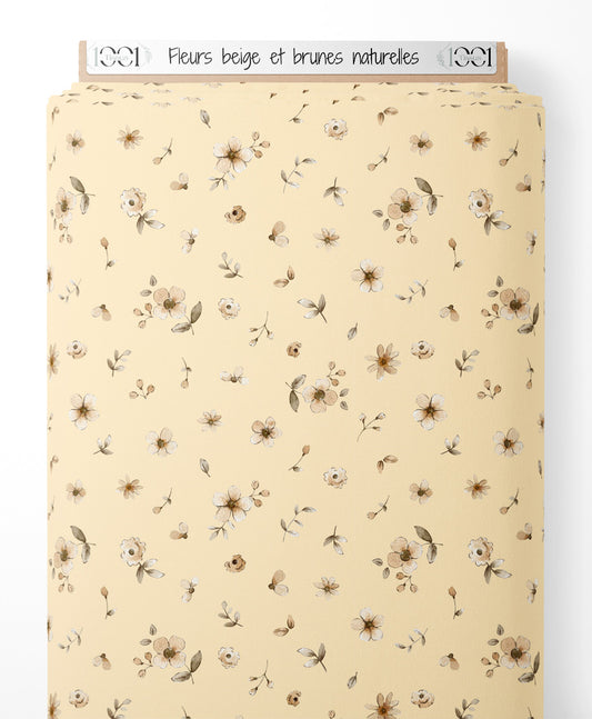 Tissu - Fleurs beige et brunes naturelles