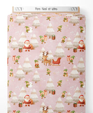 Tissu - Père Noël et lutins