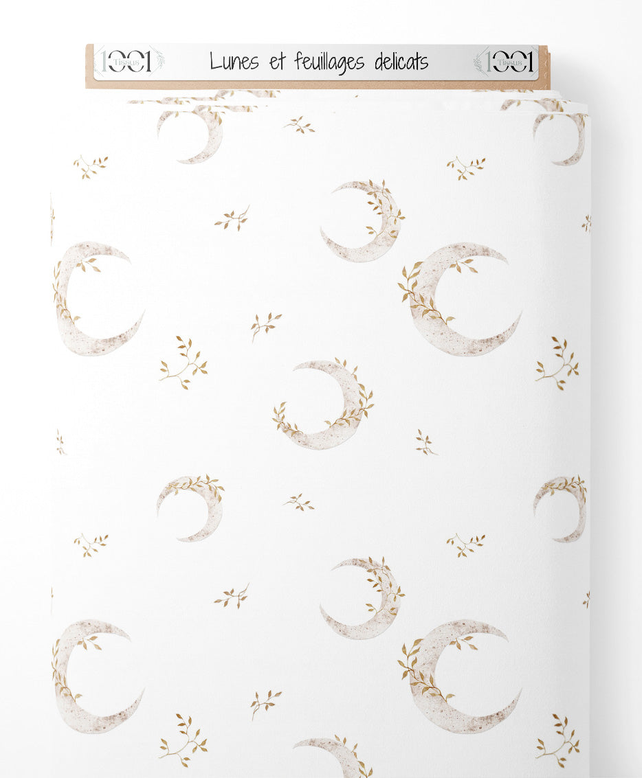 Tissu - Lunes et feuillages délicats