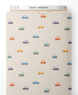 Tissu - Voitures multicolores sur fond