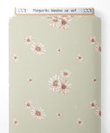 Tissu - Marguerites blanches sur vert