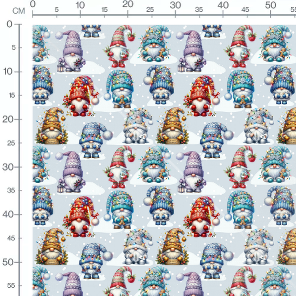 Tissu - gnomes de Noel bonnet colore