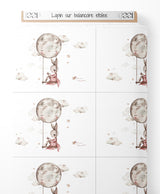 Tissu - Lapin sur balançoire étoilée