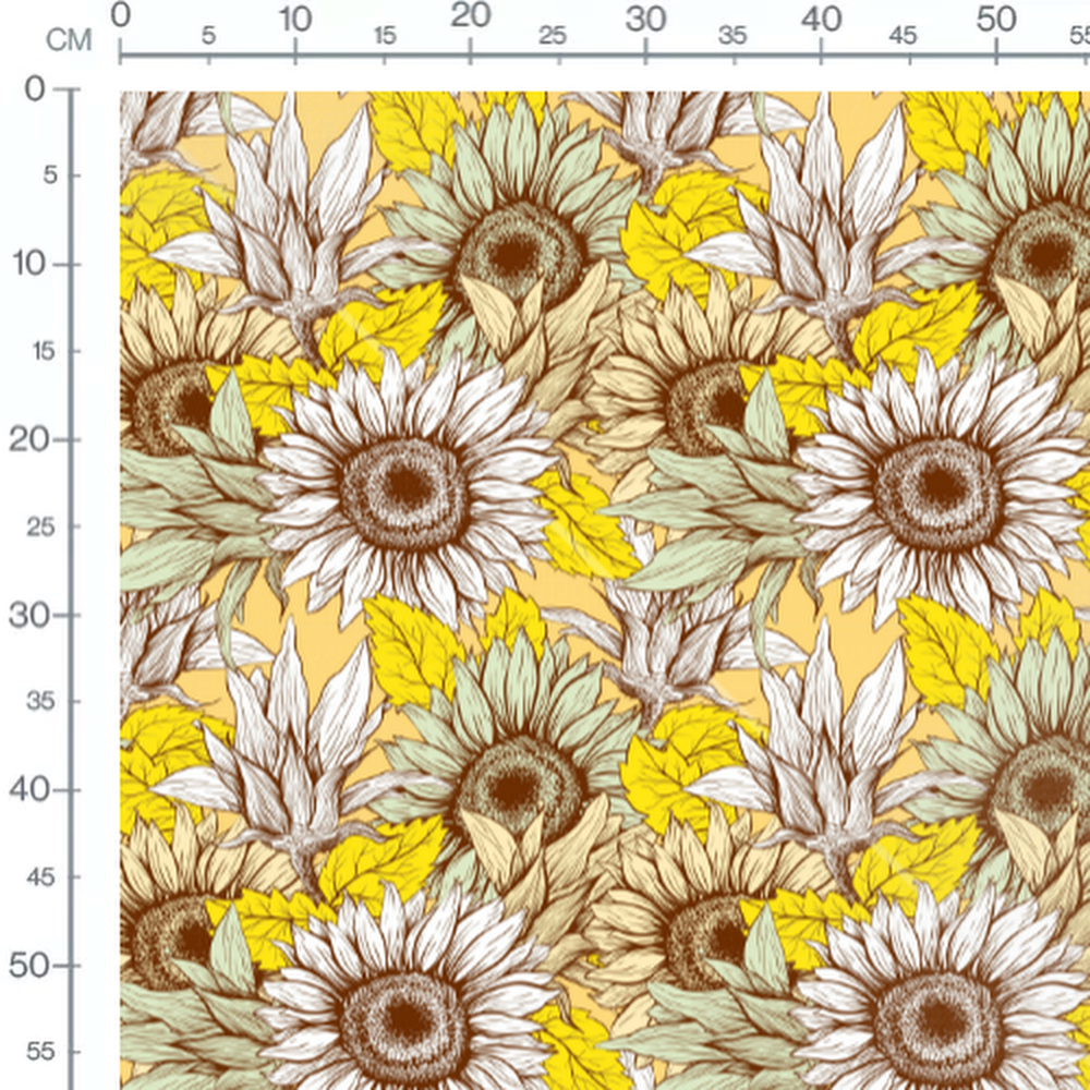 Tissu - Tournesols sur fond beige