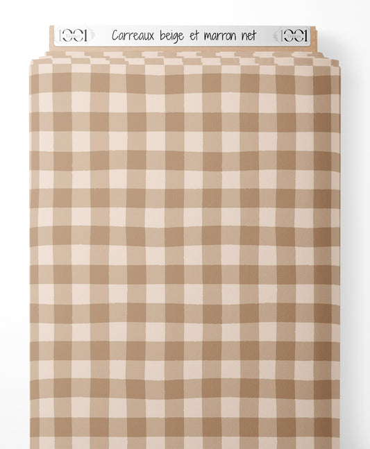 Tissu - Carreaux beige et marron net