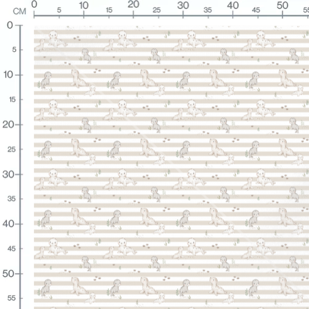 Tissu - Phoques mignons rayures beige