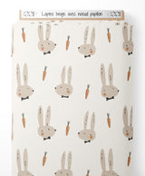 Tissu - Lapins beige avec nœud papillon