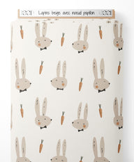 Tissu - Lapins beige avec nœud papillon