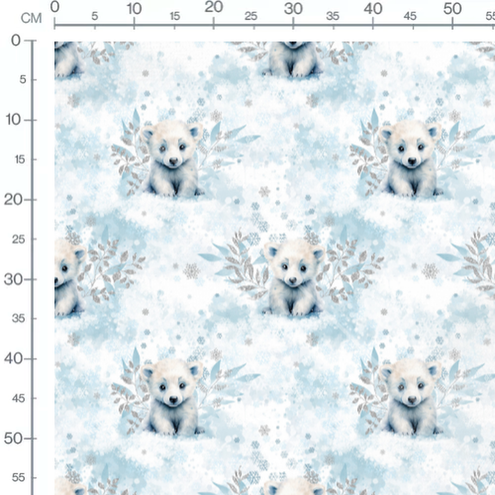 Tissu - Oursons polaires et flocons