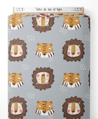 Tissu - Têtes de lion et tigre