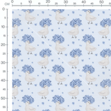 Tissu - Canards et fleurs bleues