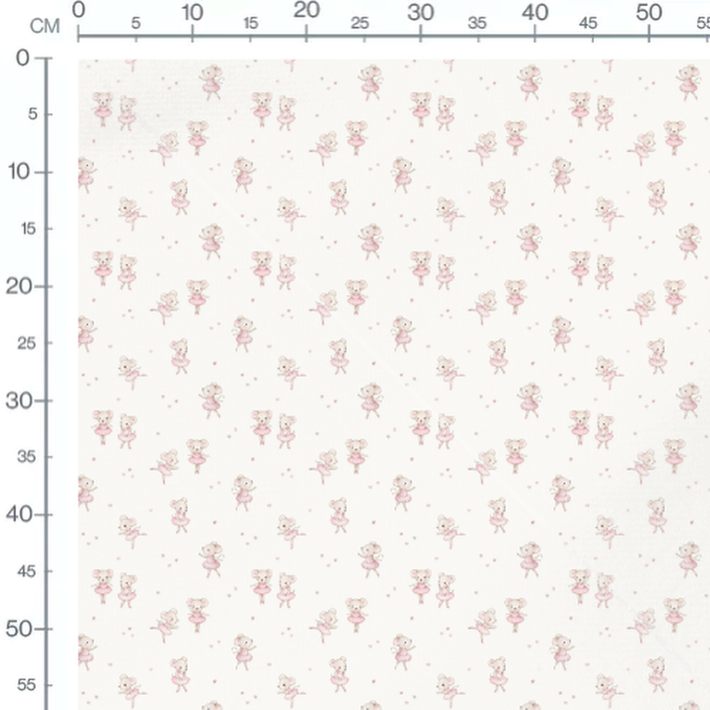 Tissu - Souris en tutu sur blanc