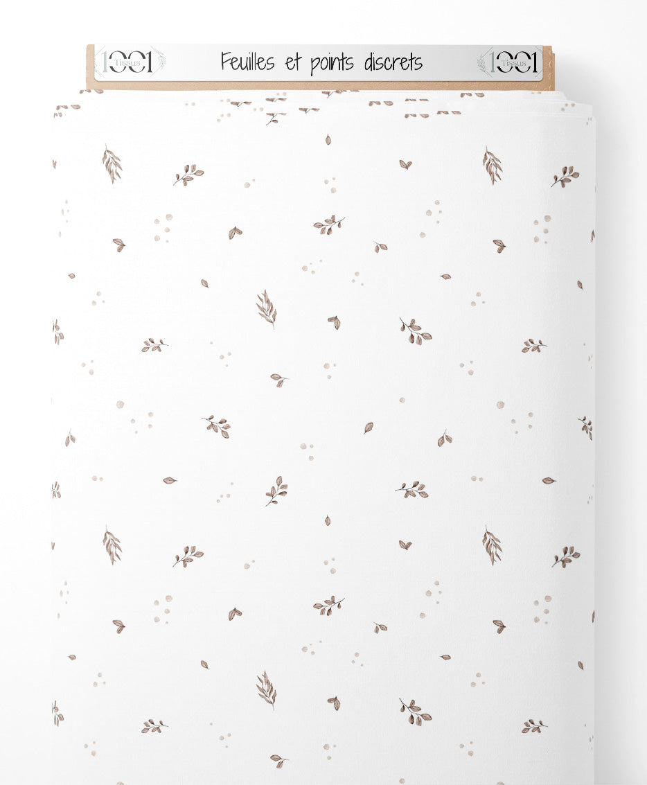 Tissu - Feuilles et points discrets