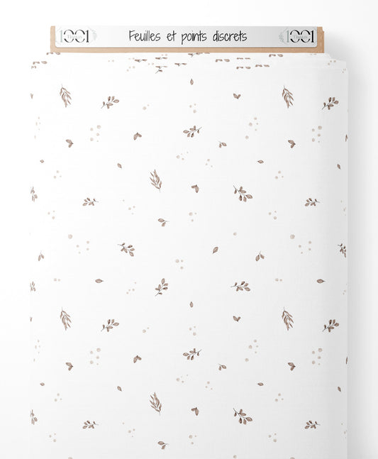 Tissu - Feuilles et points discrets